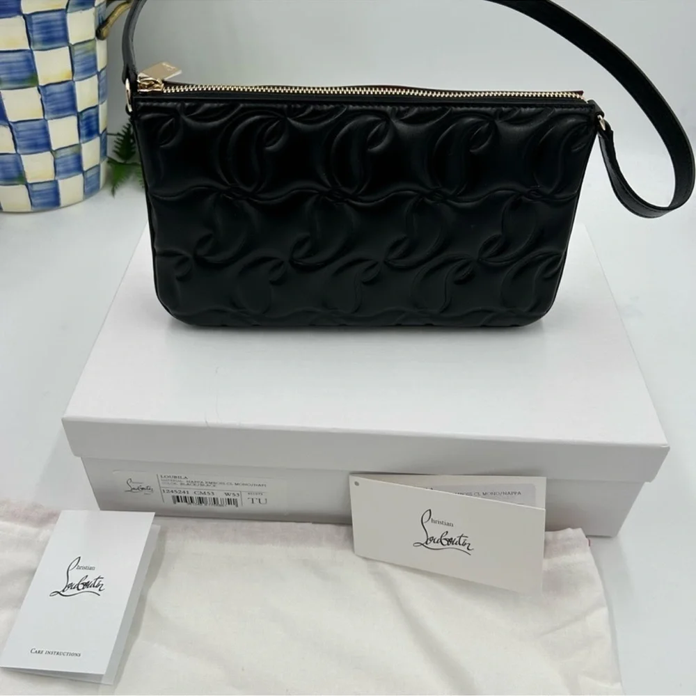 Women’s Christian Louboutin shoulder bag CL embossed Napa leather made i…